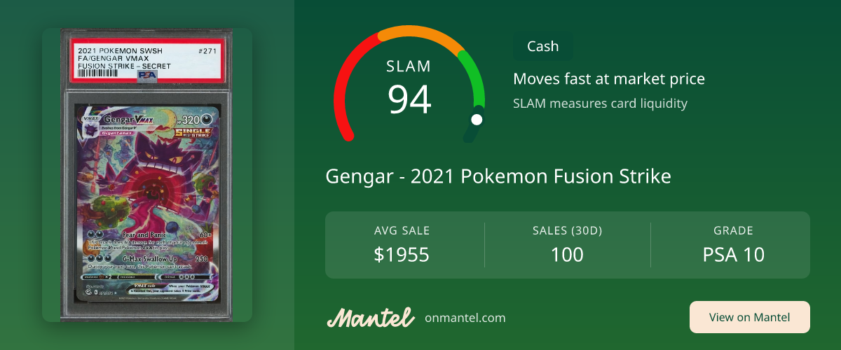Gengar - 2021 Pokemon Fusion Strike SLAM Score - PSA 10 - Mantel