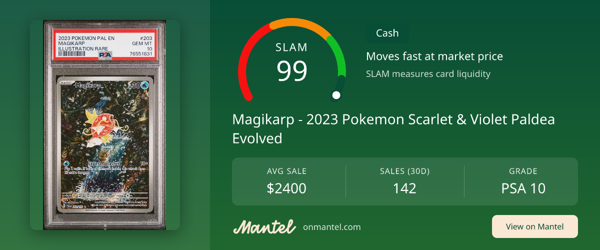 Magikarp - 2023 Pokemon Scarlet & Violet Paldea Evolved SLAM Score - PSA 10 - Mantel