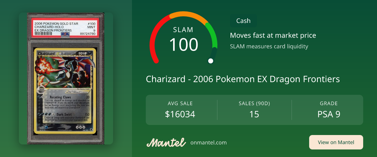 Charizard - 2006 Pokemon EX Dragon Frontiers SLAM Score - PSA 9 - Mantel