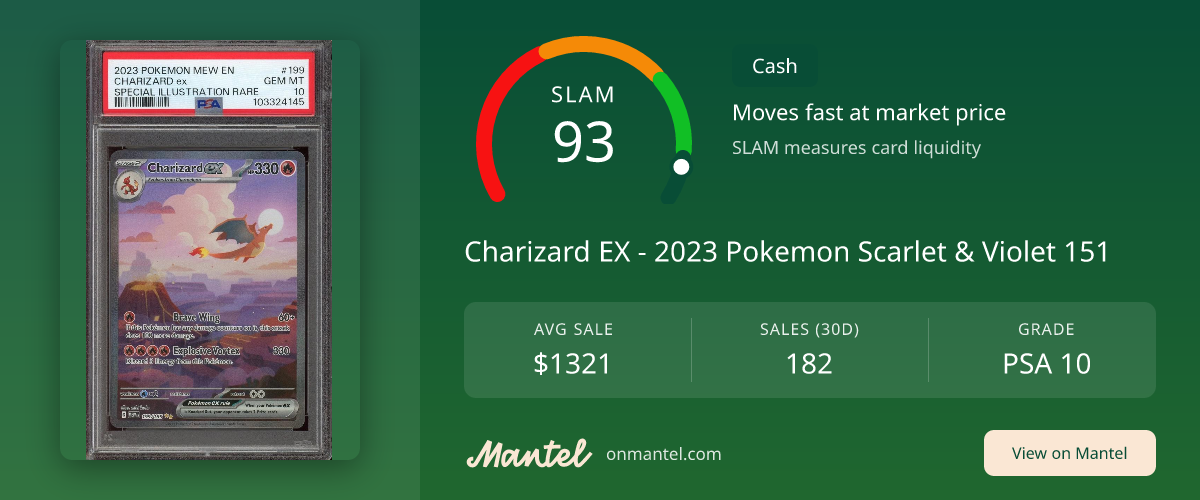 Charizard EX - 2023 Pokemon Scarlet & Violet 151 SLAM Score - PSA 10 - Mantel