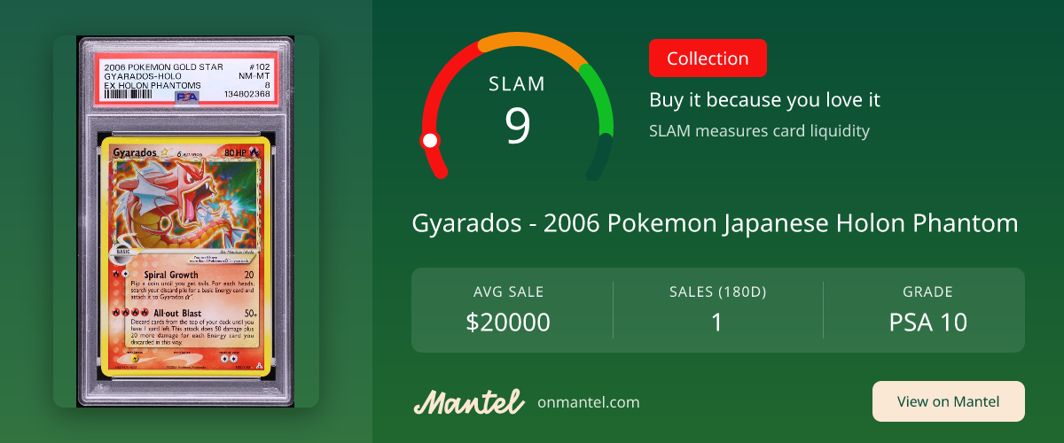 Gyarados - 2006 Pokemon Japanese Holon Phantom SLAM Score - PSA 10 - Mantel